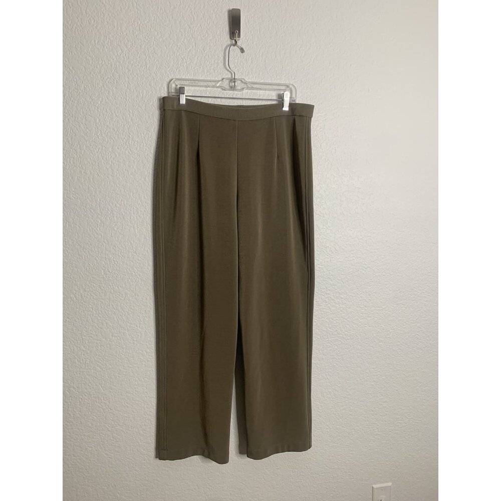 Chicos Pull On Pants Women’s Straight Leg Khaki Green Stretch size 3 Short